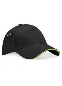 Beechfield BF15C - Ultimate 5 Panel Cap - Sandwich Peak Black/Lime