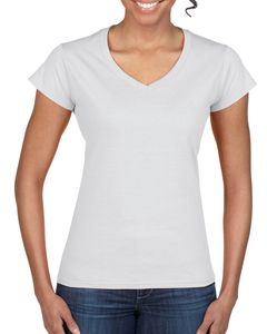 Gildan GN647 - T-shirt för kvinnor V-ringning 100% bomull White
