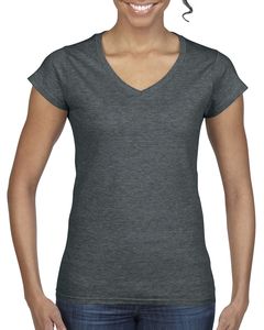 Gildan GN647 - T-shirt för kvinnor V-ringning 100% bomull Dark Heather