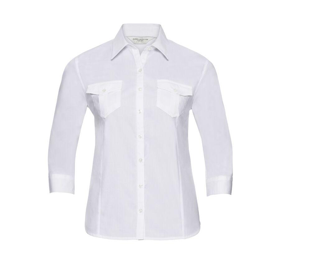 Russell Collection JZ18F - Roll-up skjorta för kvinnor med 3/4 ärm