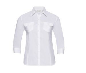 Russell Collection JZ18F - Roll-up skjorta för kvinnor med 3/4 ärm White
