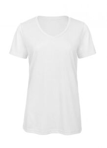 B&C BC058 - T-shirt med V-ringning, tri-blandning för kvinnor White