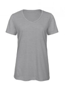 B&C BC058 - T-shirt med V-ringning, tri-blandning för kvinnor Heather Light Grey