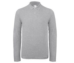 B&C ID1LS - Långärmad pikétröja för män Heather Grey