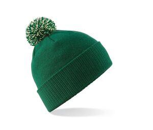 Beechfield BF450 - Mössa med pompom Bottle Green / Off White