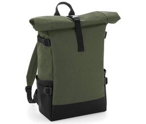 Bag Base BG858 - Colourful backpack with roll-up flap Olive Green/Black