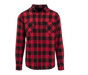 Build Your Brand BY031 - Flannel Shirt Black / Red