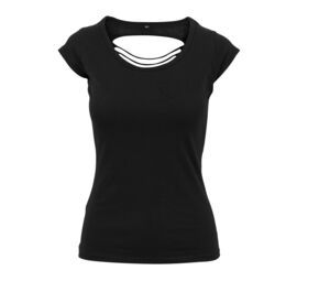Build Your Brand BY035 - Woman T-shirt back lacerated Black