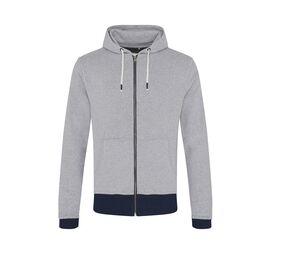 ECOLOGIE EA051 - Sweat hooded zip recycled cotton Heather Grey / Navy