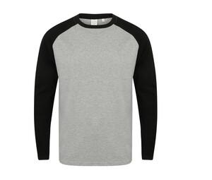 SF Men SF271 - Långärmad baseboll-T-shirt Heather Grey/ Black