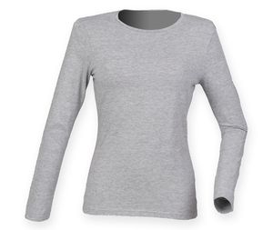 Skinnifit SK124 - Långärmad T-shirt för kvinnor Heather Grey