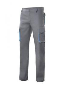 VELILLA V3004 - Tvåfärgade byxor med flera fickor Grey / Sky Blue
