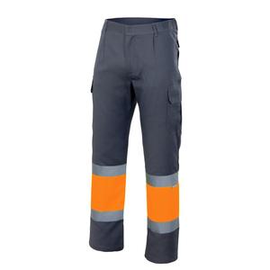 VELILLA VL157 - Tvåfärgade byxor med hög synlighet Grey / Fluo Orange