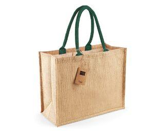 Westford Mill WM407 - Jute classic shopper Natural/ Forest Green