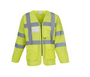 Yoko YK800 - Långärmad säkerhetsjacka med flera fickor Hi Vis Yellow