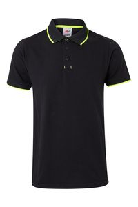 Velilla 105505 - SS TWO-TONE POLO BLACK/HI-VIS YELLOW