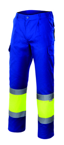 Velilla 156 - HV TWO-TONE LINED TROUSERS ROYAL BLUE/HI-VIS YELLOW